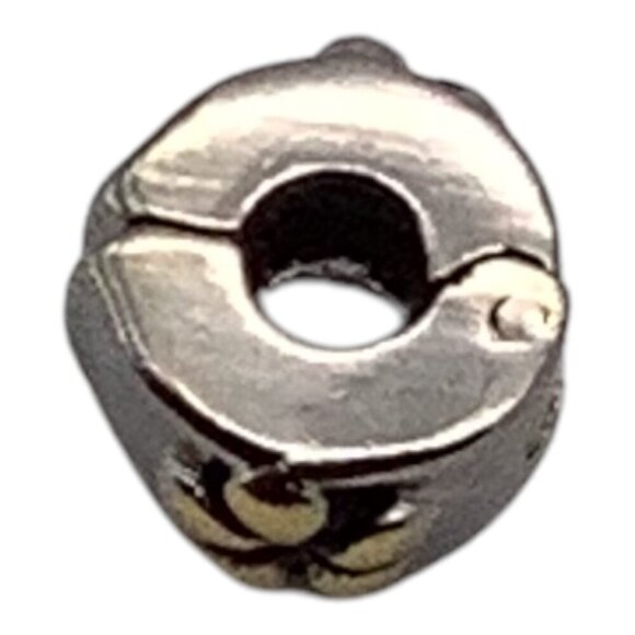 Flower Clip Lock Round Stopper Charm For Bracelets Silver Plated Gold Floral - Picture 6 of 6